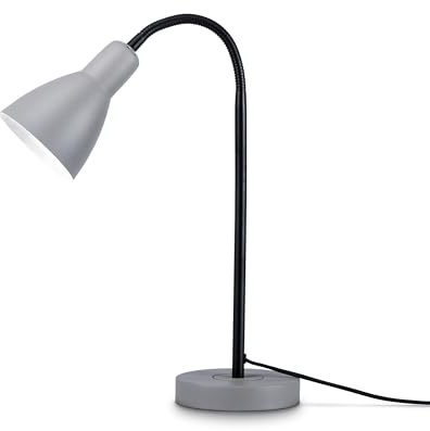 Paco Home LED Lampe Tischleuchte Deko Tischlampe Schreibtischlampe Arbeitszimmer Büro Modern Höhenverstellbar Rund E27, Farbe:Schwarz 5, Leuchtenart/Farbe:Tischleuchte Grau