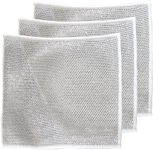 IFFANY Paño de Cocina de Alambre Multiusos antiarañazos, Estropajo de Acero Inoxidable húmedo y seco, Estropajo para Cubiertos y Fregadero, paño de Cocina Reutilizable, paño de Cocina de Alambre