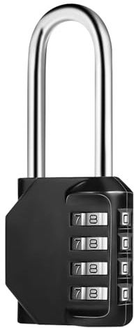 Candado Combinacion Extendido, 4 Digitos Candado Taquilla Candados de Seguridad Impermeable para Armario Gimnasio Garaje Caja de Herramientas (Negro)