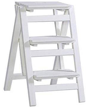 IMYOGI Robuster Tritthocker, Massivholz, Blumenständer, Haushaltsleiter, Klappleiter, Regal, Holzleiter, Leiter, multifunktional, für den Innenbereich, Steigen Sie die kleine Leiter hinauf (Farbe: C)