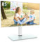 FITUEYES Supporto TV da tavolo da 50-85, stabile piedistallo per TV con regolazione in altezza, girevole a 80° e base in vetro temperato, supporta 65 kg, VESA max 800 x 600 mm, bianco