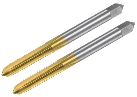 QUARKZMAN Gewindebohrer Metrisch M6 x 1, Titanbeschichtetes Kobalt-HSS (High-Speed-Stahl) mit 3 geraden Nuten, Mini-Mikro-Schraubengewinde-Reparaturwerkzeug für Uhren und Uhren, 2 Stück