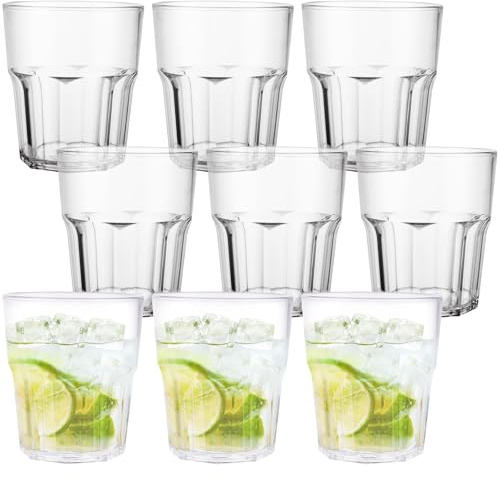 VIDETOL 16 Pcs Plastic Tumblers, 260ml Reusable Drinking Cups, Unbreakable Plastic Drinking Tumblers for Adults Party