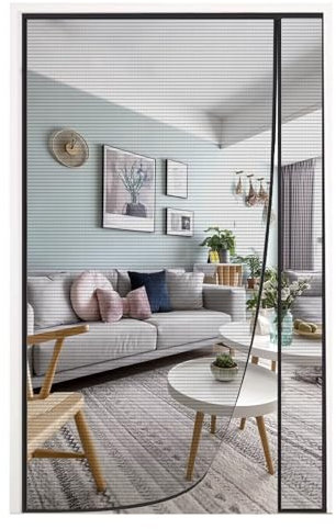 Magnetische Insektenschutztür – Seitenöffnungsdesign für Balkon, Terrasse und Türen – 95 x 195 cm – Schwarz