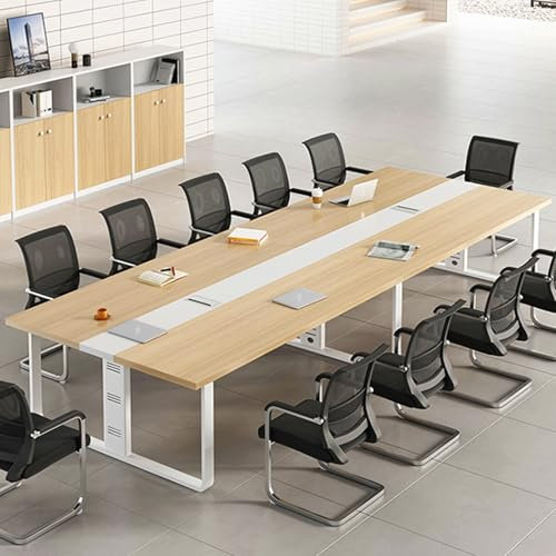 LYXWGRZD Konferenztisch for Führungskräfte, Besprechungstisch for 8-10 Personen, Seminartisch for Geschäftsmöbel, Schulungstisch mit Metallrahmen(Wood Color)