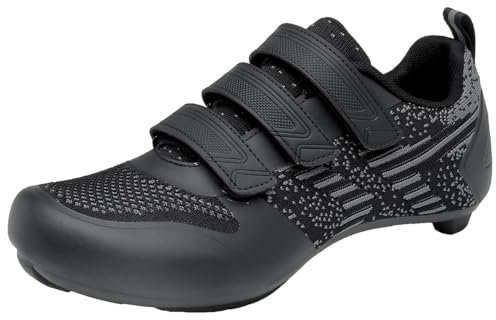 omcam Unisex Fahrradschuhe, Rennräder Trainer Für Männer Frauen Kompatibel Mit SPD & Look Delta Cleats Outdoor Indoor Rennrad Pedal,Schwarz,45 EU