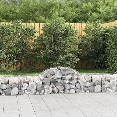 JUDYY Cesti Gabbioni ad Arco 2 pz 200x50x40/60 cm Ferro Zincato,Gabbioni,Cesti Gabbioni ad Arco,Gabbioni da Giardino,Gabbioni Metallici per Pietre-3146257