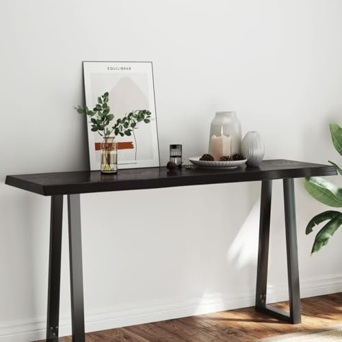 Buzaza Tischplatte 160x50x(2-6) cm Massivholz Behandelt Baumkante Schreibtischplatte Bürotischplatte für Schreibtisch, Esstisch
