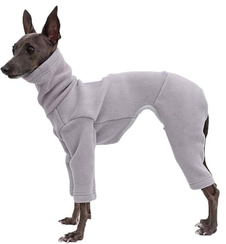 Whippet Hunde Fleece Pullover Mit Beinen, Winddichte Rollkragen Hunde Fleece Jacke, Hundebekleidung Dog Coat Winter Hundeschlafanzug Für Kleine Mittlere Große Hunde A,M