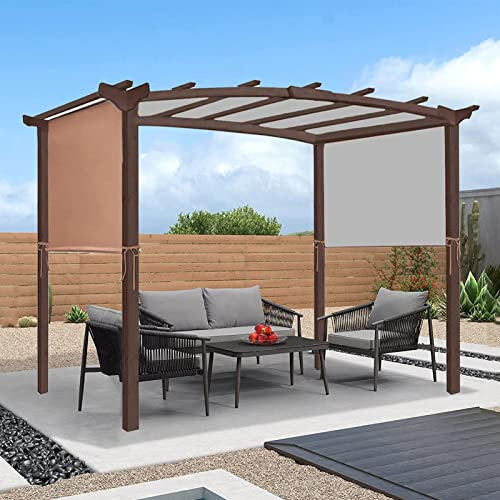 Copertura impermeabile per pergola con 4 cinghie di fissaggio per struttura curva beige 5,2 × 2 m