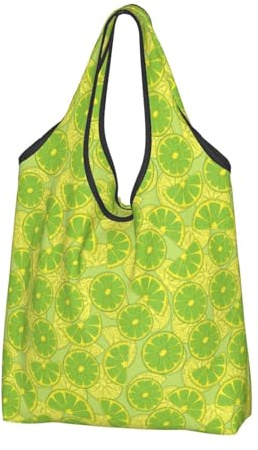 TZTTZT Bolsas de compras reutilizables, plegables, lindas limas, verde Kelly, bolsa de compras con asas, Negro, 3 PCS
