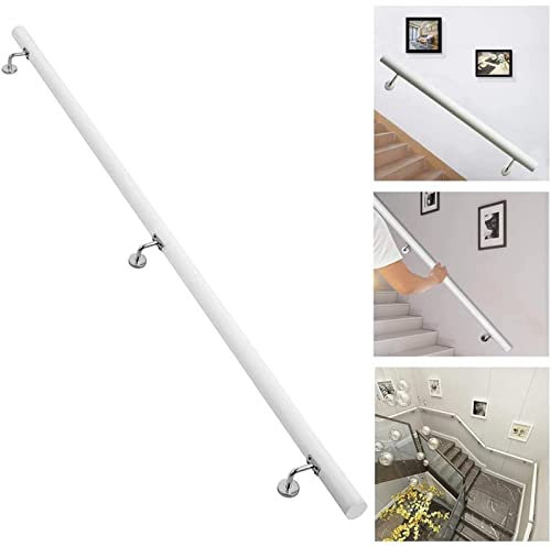 Weiße Holztreppe il 0,3 m 6,1 m Komplett-Set für rutschfeste Unterstützung Innen- und Außenbereich Treppengeländer für ältere Menschen und Kinder Loft Villa Korridor Wand Haltegriff Kit