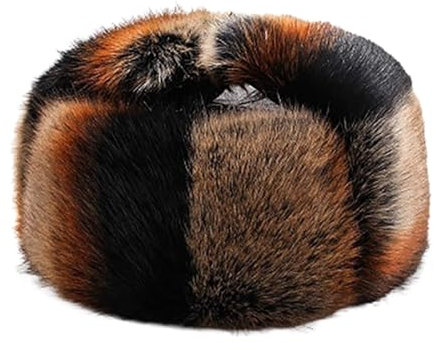 QJFORU Wintermützen, Strickmütze, warme Mütze, Wintermütze Herren russische Kunstpelzmütze Winter warme Trappermütze Wind warme Mütze(B)
