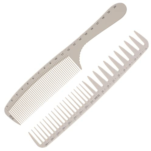 KAILIKETIY Peignes de Coiffure Professionnels 2pcs en Abs Blanc avec Dents Larges et Fines, Design Ergonomique et Résistant la Chaleur pour Coiffage à Domicile