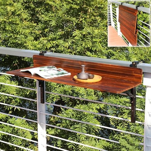 XRRJFYH Balkontisch Klappbar Balkon Tisch Hängend Klapptisch Wetterfest Balkonhängetisch Holz Zum Servieren Von Speisen, Als Blumenständer, Zum Lernen, Arbeiten(80CM/314IN)