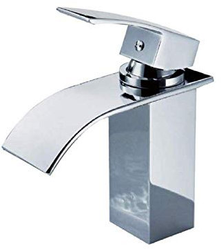 UQACHG Moderner Quadratischer Waschbeckenhahn Für Badezimmer, Heißer Und Kalter Wasserfallauslauf, Messing, Chrom, Badezimmerwaschbecken, Unterbauwaschbecken, Einheb,