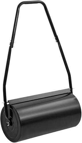 Håll en frodig gräsmatta med gräsmattevals, hållbar järn- och stålkonstruktion, stor kapacitet på 11,1 gallon, svart