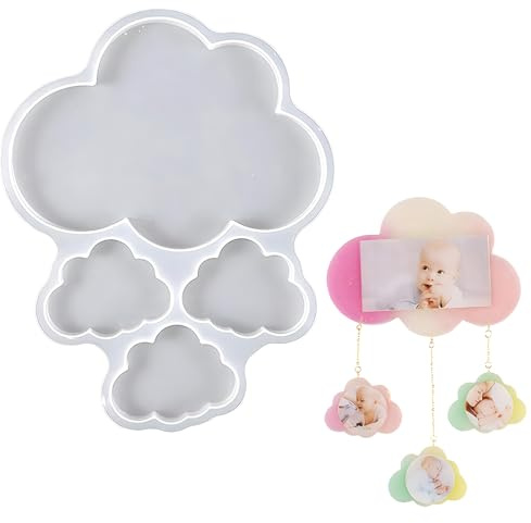 Pilyero Moldes Resina Epoxi, Moldes Silicona Originales para Resina, Molde de Silicona de Nube Natalicio, Apto para Hacer Marcos de Fotos, Velas Y Clasificadores de Jabón