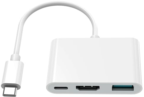 AIRSKY USB C auf HDMI Adapter, 3in1 USB C Digital AV Multiport Adapter mit 4K 60 Hz, 100W Aufladung, USB 3.0 5-Gbit/s Datenanschluss, kompatibel mit Iphone16 / 15, Mac, iPad Pro/Switch