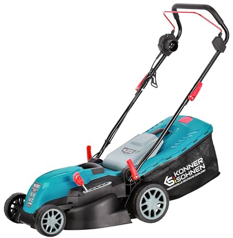 K&S Könner&Söhnen KS 38LM tagliaerba elettrico 1400 W, velocità minima 3250 giri/min, Lawn Mower con larghezza di taglio 380 mm, altezza di taglio 25 – 75 mm, 5 posizioni, scatola di raccolta erba 40