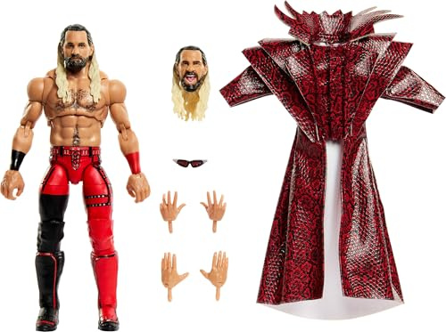 Mattel WWE Ultimate Edition Seth Rollins Samlarfigurer med 30 artikulationspunkter samlarobjekt objekt huvuden och händer utbytbara tillbehör ingår 8 år JHV94
