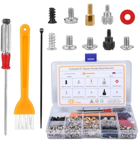 lasuroa 362pcs Computer Screws and Standoffs Kit, Computer Screw Kit Mounting Screws Laptop Components Accessories Parts for Motherboard for PC Building DIY & Repair
