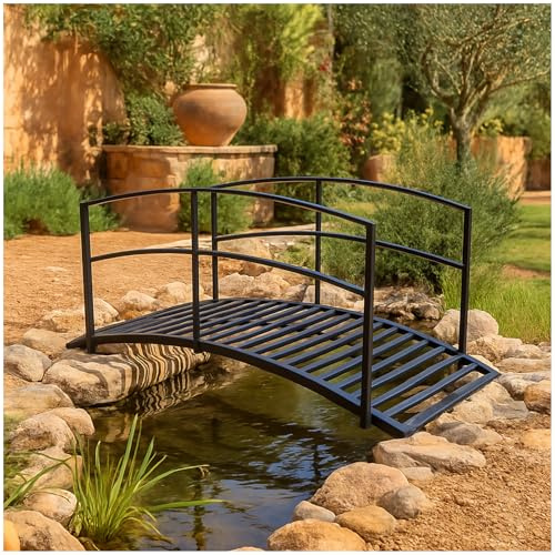 HTI living Zierbrücke/Teichbrücke aus Metall dekorative Gartenbrücke für Teiche Beete Metallbrücke