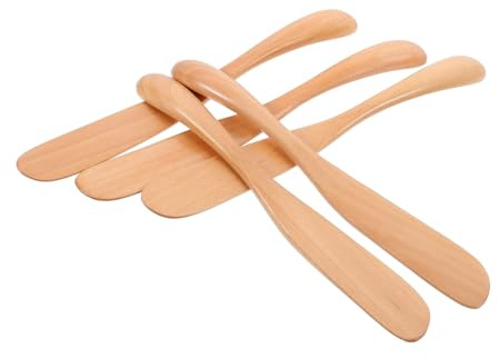 Anneome 5 piezas Espátulas de Madera Multifuncionales para Untar Mantequilla Esparcir Mermelada y Ingredientes Utensilios Naturales para Cocina Repostería y Cuidado Facial Reutilizable