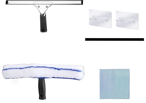 2 Pcs Shower Squeegees - 35 cm Streak-Free Rubber Blade for Effortless Cleaning of Shower Windows Mirrors Tile and Marble in Bathroom & Kitchen