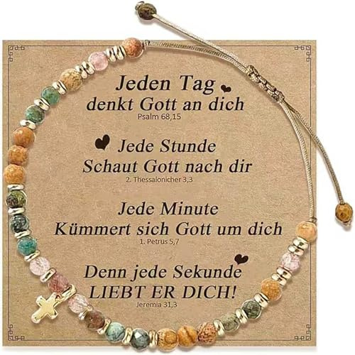 Anugsoe Christliche Geschenke für Frauen, Kreuz Armband Damen - Geschenke für Schwester, Beste Freundin, Frau, Mädchen zum Weihnachten Geburtstag Ostern, Taufgeschenke für Mädchen