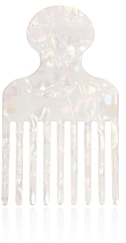 Pettine a Denti Larghi per Capelli Ricci, 12cm Pettine Districante Sollevare Plettro Afro a Denti Lunghi Strumento per lo Styling dei Capelli for Donne e Uomini Articoli Barbieri (Bianco)