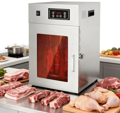 moupeaktain Dry Aged Reifeschrank Aus Edelstahl, Dörrgerät Und Trockenschrank Für Fleisch, Große 14 Aufhängestangen, Temperaturregelung Von 30-90℃, Zum Trocknen Von Biltong, Fleisch Und Wurst
