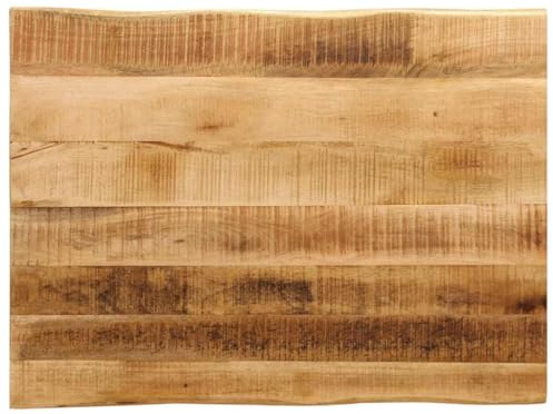 Mokuyary bordsskiva med trädkant 70 x 60 x 3,8 cm grov mango massivt trä, ersättningsbordsskiva för köksbord, skrivbord, trädgårdsbord, ståbord, soffbord, sidobord