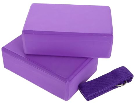 HONMEET Juego de 3 Bloques de Yoga y Correa de Espuma Eva con Agarre Cómodo y Estabilidad Mejorada para Entrenamiento en Gimnasio Ambiente