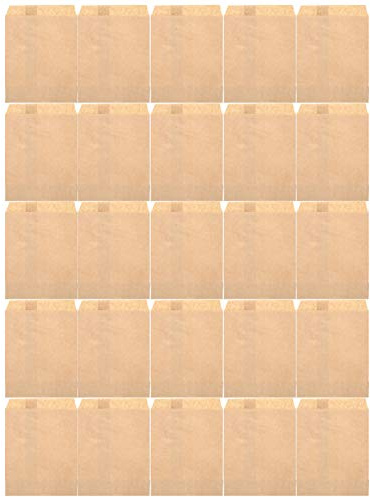 25 sacchetti di carta kraft per alimenti, confezione pieghevole per snack, personalizzabile, per caramelle, noci, biscotti, per feste, panifici, matrimoni, marrone, 16 x 13 cm, (Superficie lucida)