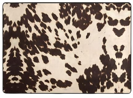 gbhJGK Tappeto con stampa in pelle bovina marrone, 203 x 147 cm, tappeto per soggiorno, ufficio, camera da letto, balcone, decorazione per la casa durevole