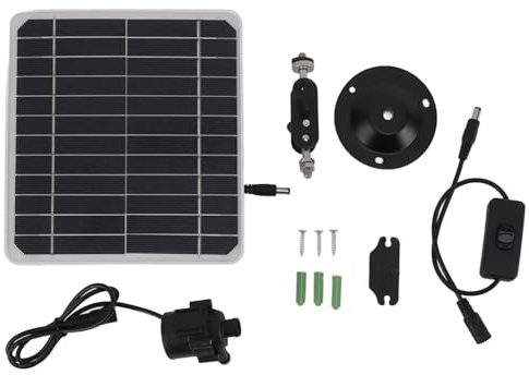 Jenngaoo Pompa ad acqua solare 50W con pannello solare, funzione accumulo energia operazione 24 ore regolazione flusso, per fontane da giardino vasche pesci abbeveratoi uccelli