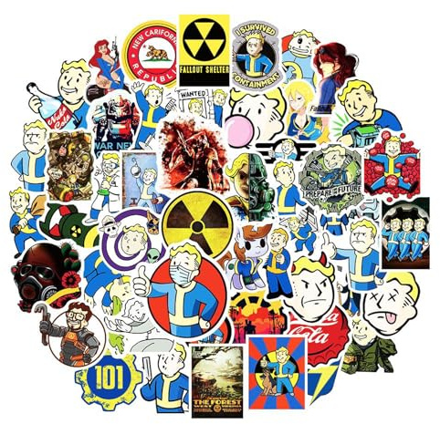 50PCS Fall_Out Stickers Cute Cool Game Stickers Iconic Patterns and Visual Elements of Apocalyptic Scenes Suitable for Laptops, Phones, Water Bottles, Scrapbooks, or Role-Playing Props