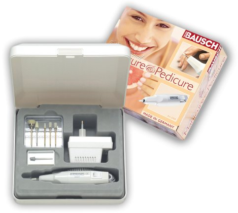 Bausch 0309 Elektrisches Maniküre- und Pediküregerät, 7 Aufsätze zum Schleifen, Feilen, Polieren von Hand- und Fußnägeln, Entfernen von Hornhaut und Druckstellen, Nagelpflege, Fußpflege für zu Hause