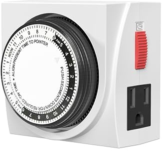 BN-LINK Heavy Duty Mechanical 24 Hour Timer Dual Outlet 3-Prong Accurate Indoor for Lamps Fans Christmas Lights White AC 1875W 1/2 HP, ETL Listed