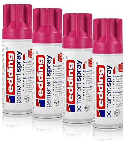 4x edding Permanent Spray telemagenta 200 ml Premium Acryllack, RAL 4010
