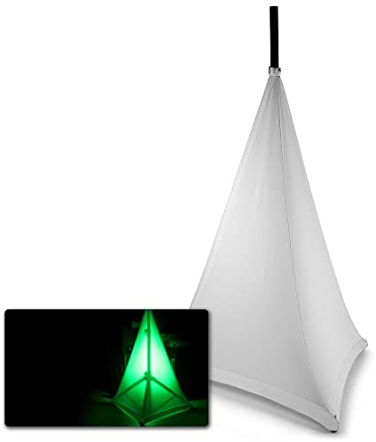 BeamZ LSS12W - Abdeckung für Lautsprecherständer in Weiß, 120 cm, Lycra Stretch Cover für Stative, Stativsegel, Husse für Stative, Dreibein Abdeckung, Stativ Bezug, Party, DJ, Gastro, Events