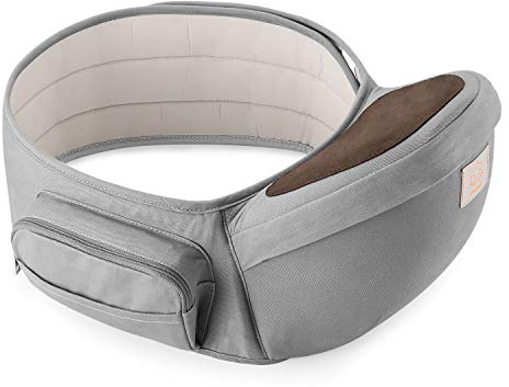 GAGAKU® Porte-bébé Siège de Hanche Ergonomique Ventral Tabouret 4 Positions pour Bébé 0-36 Mois Nouveau-Né ou Tout-Petit - Gris