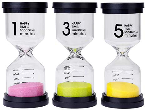 Clessidra 3 Colori Sabbia Timer 1/3/5 Minuti per Classroom Game Home Office Decorazione 3 Pezzi