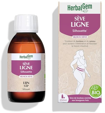 HerbalGem Silhousève Sève de Bouleau Bio 250 ml | Bouleau, romarin, figuier et sureau pour aider à éliminer l'eau et soutenir la silhouette. Dès 13 ans. Vegan.