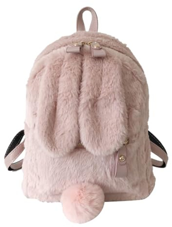 WINBST Hase Rucksack, Mini Rucksack Plüsch mit Kaninchenohr Fuzzy Bunny Geldbörse HandtaschenTaschen, Rosa