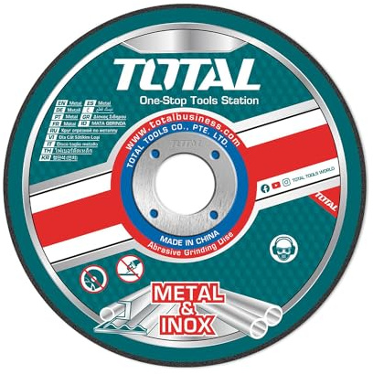 TOTAL - 10er Set Trennscheiben aus Metall | Für Winkelschleifer | Ø 115 x 1,2 x 22,2 mm | Präzise Schnitte in Metall & Stahl | Langlebig & Robust