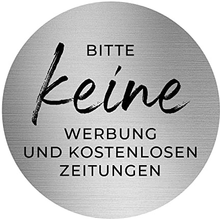 Aufkleber Hinweis Bitte keine Werbung... Briefkasten Schild Folie selbstklebend grau | Größe wählbar Made in Germany, Größe: Ø5 cm