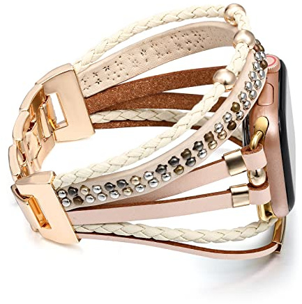 Wingoden Posh Leather Band Compatible with Apple Watch Band Bracelet 38mm 40mm 41mm 42mm 44mm 45mm 46mm 49mm for Women Men, Wrap Boho Watch Strap for iWatch Band Series 11 10 9 8 7 6 5 4 3 SE3 Ultra 3