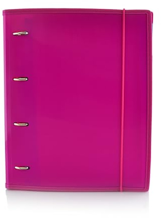 Office Box Carpeta & – 4 Anillas – 100 Hojas – 10 Separadores Xtra – 80 Stickers y Cierre de Goma - Ideal Para tus Apuntes en Anillas - 12 Colores - 100% Reciclable. (Fucsia)